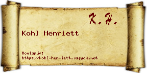 Kohl Henriett névjegykártya